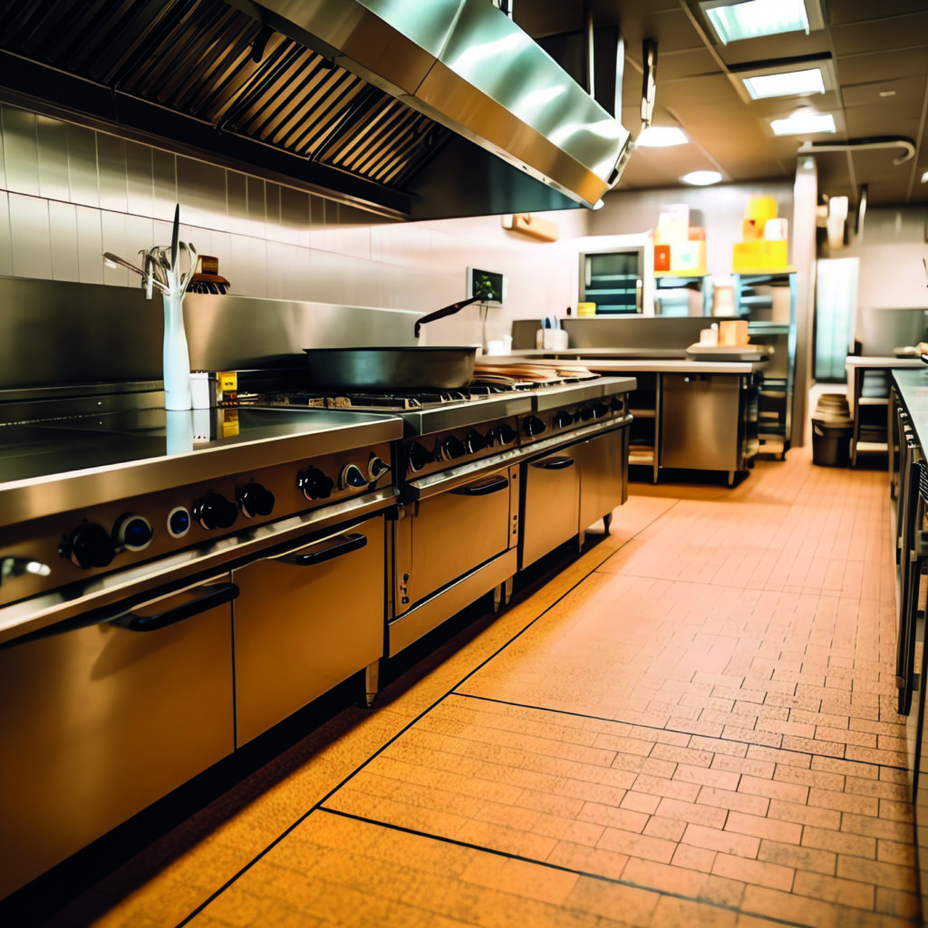 Cuisine inox d’un restaurant haut de gamme, vide et parfaitement entretenue, prête pour le service
